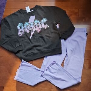Nwt AC/DC Big Girl 2pc Sweatshirt Set